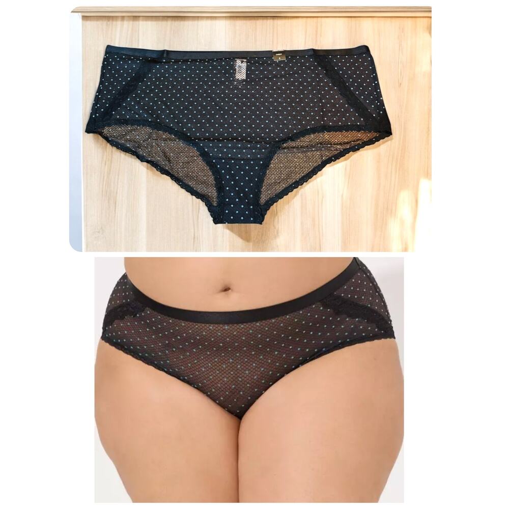 Torrid 6 (6X 30) Sexy Black Dot Mesh Sheer Mid Rise‎ Cheeky Panty Panties New
